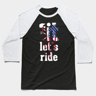 Motocross American Flag Lets Ride Baseball T-Shirt